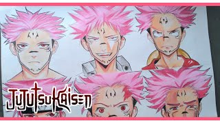 drawing sukuna style in different anime characters jujutsu kaisen 呪術廻戦