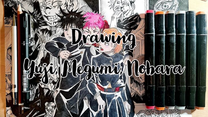 Art | Drawing Yuji, Megumi, Nobara – Jujutsu Kaisen (呪術廻戦) ▶16 | #Shorts