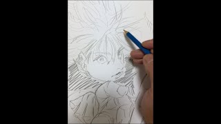 【呪術廻戦】♯305 五条悟一発描き【Jujutsu Kaisen drawing with a pencil】