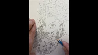 【呪術廻戦】♯318 五条悟一発描き【Jujutsu Kaisen drawing with a pencil】